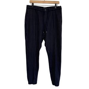 Todd Snyder Navy Blue Wool Knit Pinstripe Trousers Size Large